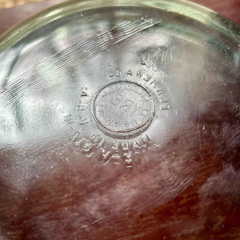 Vintage Glass Frying Pan with Metal Handle